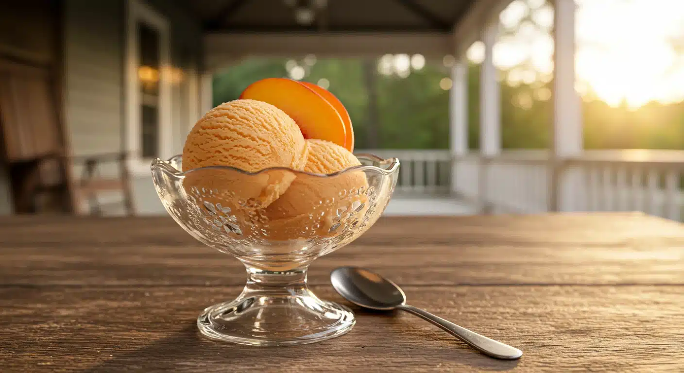 peach-ice-cream-serving peach ice cream serving