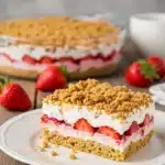 Strawberry crunch salad slice on plate