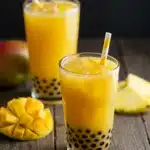 Mango pineapple boba tea recipe card
