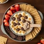 No-bake s’mores dip with graham crackers and fruit