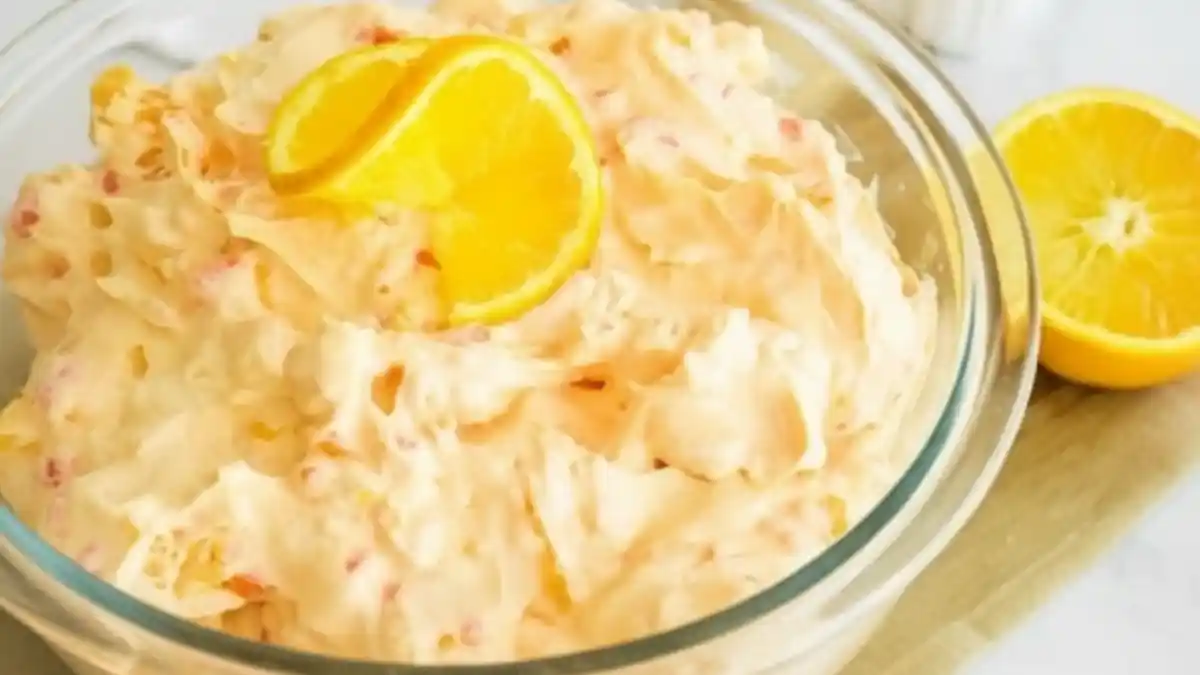 Delicious Mandarin Orange Jello Salad served in a bowl