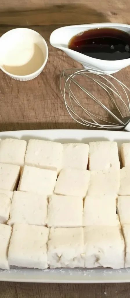 Homemade naturally-sweetened marshmallows on a wooden table